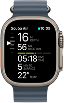 Apple Watch Ultra 3, potápěcí obrazovka